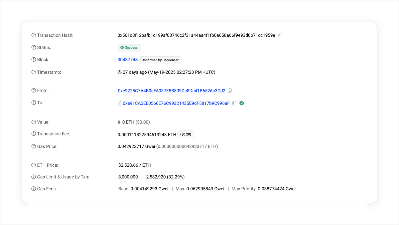 An example transaction that is unsuccessful in blindly finding arbitrage